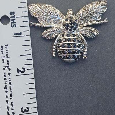 Three vintage bug brooches with gemstone & rhinestone bodies - Snowflake Obsidian -