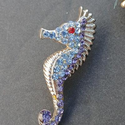 Rhinestone Brooch collection - Sea horse - Frog - and Bird