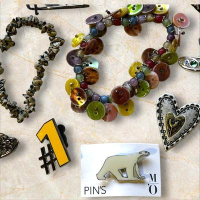 Costume Jewelry Lot of 18 Bracelets & Brooches