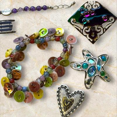 Costume Jewelry Lot of 18 Bracelets & Brooches