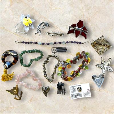 Costume Jewelry Lot of 18 Bracelets & Brooches