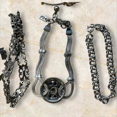 Costume Jewelry Lot - Black and Silver #1 Necklaces, Bracelets, Pins, Earrings +Jack-o-Lanterns!