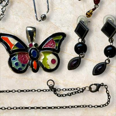 Costume Jewelry Lot - Black and Silver #1 Necklaces, Bracelets, Pins, Earrings +Jack-o-Lanterns!