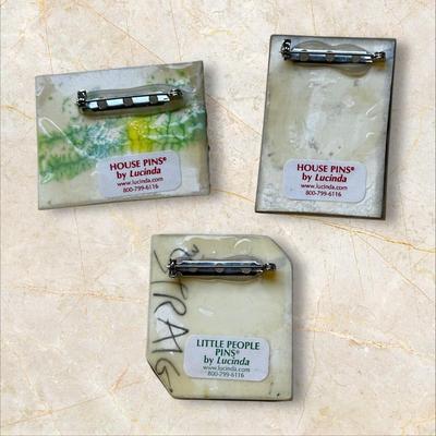 Jewelry Lot of 4 Fun Pins by Lucinda (3) + Wearable Art Butterfly Pendant