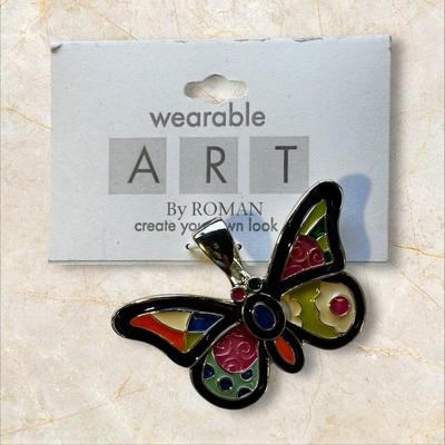 Jewelry Lot of 4 Fun Pins by Lucinda (3) + Wearable Art Butterfly Pendant