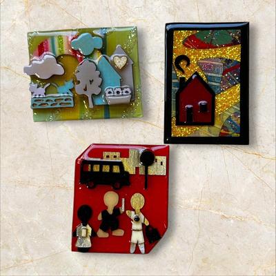 Jewelry Lot of 4 Fun Pins by Lucinda (3) + Wearable Art Butterfly Pendant