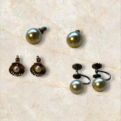 Jewelry Lot of Vintage Pearl Necklaces and Earrings +Crystalish Set