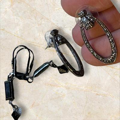 Costume Jewelry Lot of Silver, Black, with Red Mixed Pieces