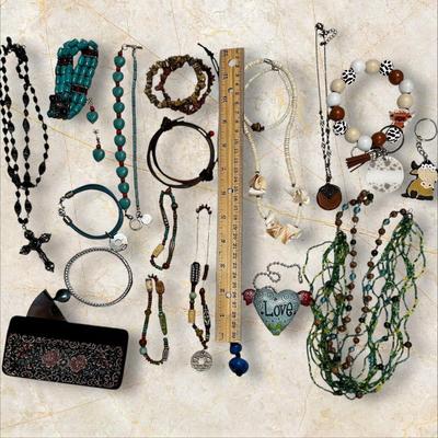 Big Boho Costume Jewelry Lot! Bracelets, Necklaces, Other Small Goodies, Even a Cow!