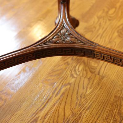 Maitland-Smith Carved Mahogany Glass Top Dining Table with Six Chairs