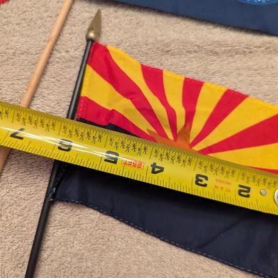 Sale Photo Thumbnail #2839: 3 Handheld Flags California Republic - Dirico Maine - Arizona Flag