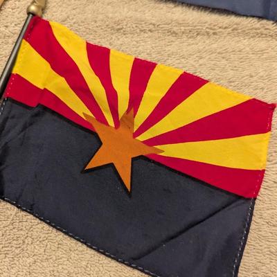 Sale Photo Thumbnail #2835: 3 Handheld Flags California Republic - Dirico Maine - Arizona Flag