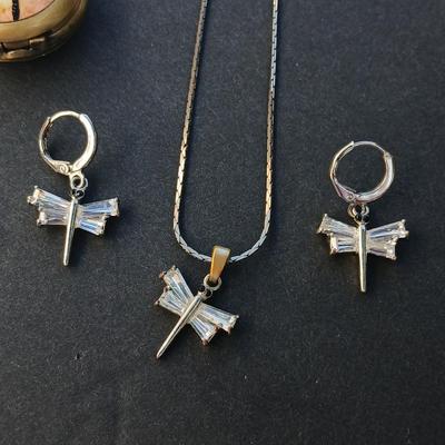 Dragonfly pocket watch with Necklace & earring set and a dragonfly pendant