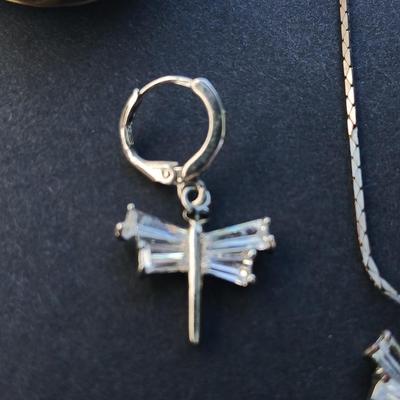 Dragonfly pocket watch with Necklace & earring set and a dragonfly pendant