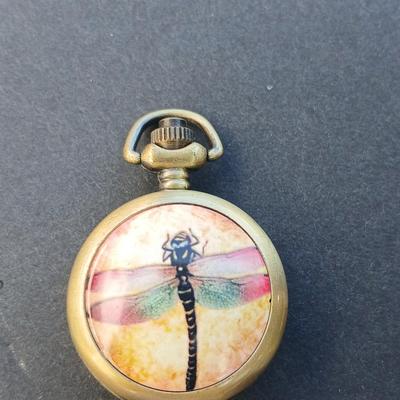 Dragonfly pocket watch with Necklace & earring set and a dragonfly pendant