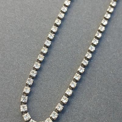 Rhinestone necklaces with a vintage rhinestone and faux pearl bracelet