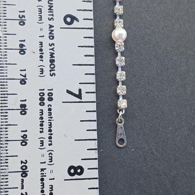 Rhinestone necklaces with a vintage rhinestone and faux pearl bracelet