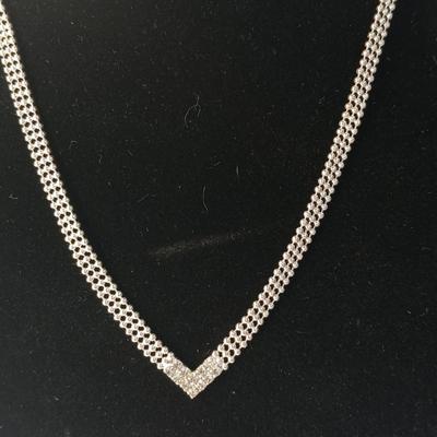 Rhinestone necklaces with a vintage rhinestone and faux pearl bracelet