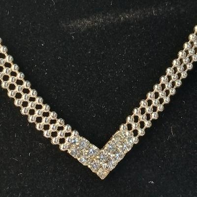 Rhinestone necklaces with a vintage rhinestone and faux pearl bracelet