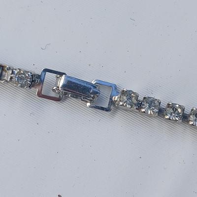 Rhinestone necklaces with a vintage rhinestone and faux pearl bracelet