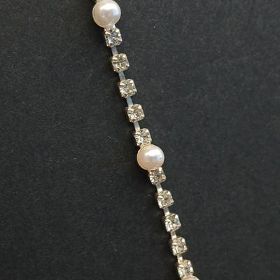 Rhinestone necklaces with a vintage rhinestone and faux pearl bracelet