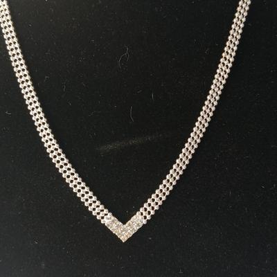 Rhinestone necklaces with a vintage rhinestone and faux pearl bracelet
