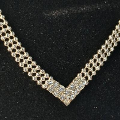 Rhinestone necklaces with a vintage rhinestone and faux pearl bracelet
