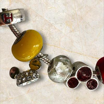 Disney Charm Bracelet With Lots of Charms & A Fancy Charm of Mickey's Hat