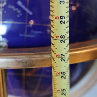 Floor Standing Blue Lapis Gemstone World Globe Gold Tripod
