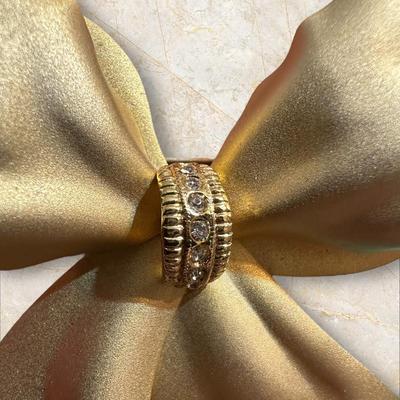 Costume Jewelry Gold Big Bow Pin with Sparkles from Lord & Taylor in Box