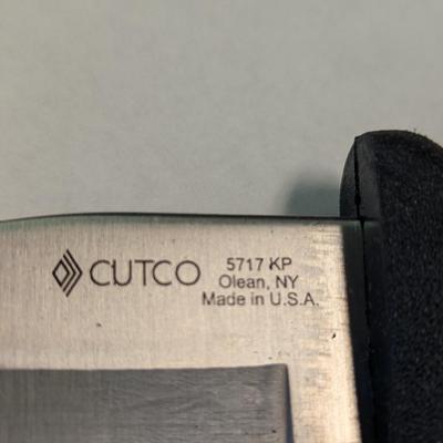Fixed Blade Cutco 5717 KP Olean, NY- Black Gut Hook Serated Hunting Fishing Camping USA w/ Leather Sheath