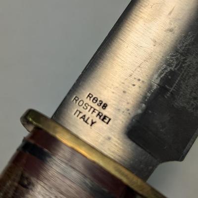 Rostfrei Rigid RG38 Italy Stag Hunting Knife w/ Leather Sheath