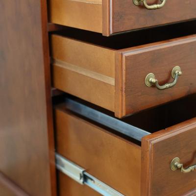 Mahogany 3-Drawer Chest with File Cabinet