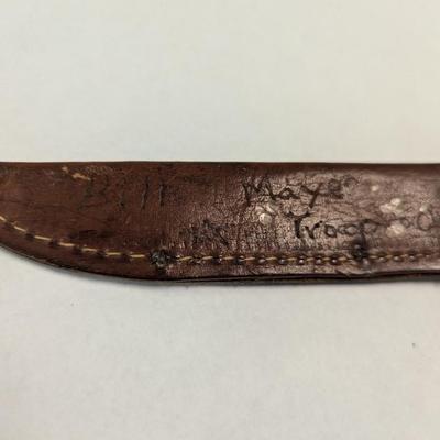 Fixed Blade Kabar Trout Knife w/ Leather Sheath