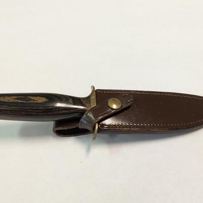 Smith & Wesson Fixed Blade Wooden Handled 1431 Knife w/ Leather Sheath