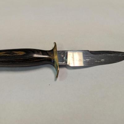 Smith & Wesson Fixed Blade Wooden Handled 1431 Knife w/ Leather Sheath