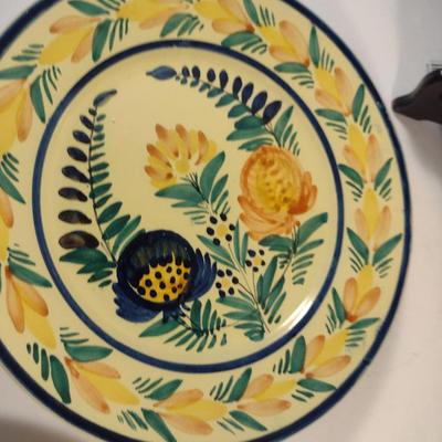 Sale Photo Thumbnail #310: Vintage HB Quimper France Plates- Set of Four- Approx 9 5/8" in Diameter.  Four designs.  Items have chipping- please see all pictures.