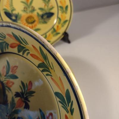 Sale Photo Thumbnail #314: Vintage HB Quimper France Plates- Set of Four- Approx 9 5/8" in Diameter.  Four designs.  Items have chipping- please see all pictures.