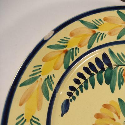 Sale Photo Thumbnail #311: Vintage HB Quimper France Plates- Set of Four- Approx 9 5/8" in Diameter.  Four designs.  Items have chipping- please see all pictures.