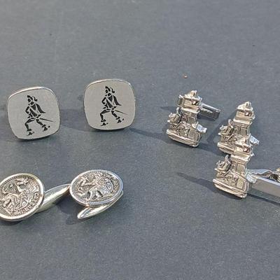 Collection of vintage cuff links - Thai dancer Cufflinks - Ceasar MP cufflinks - Nautical boat motor cufflinks