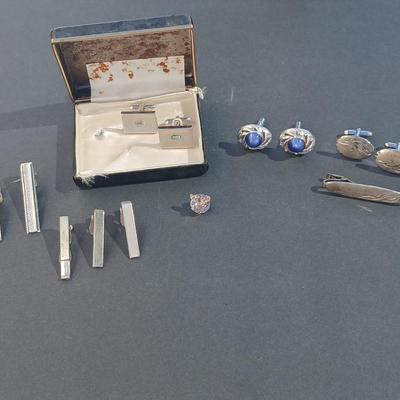 Cuff links and tie clips - Moose head lapel - Hick Dk USA - Sterling - and others
