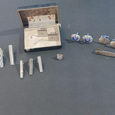 Cuff links and tie clips - Moose head lapel - Hick Dk USA - Sterling - and others