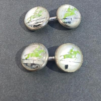 Vintage equestrian cuff links, Tie Chain VAC - vintage Tie clips - in an old box.