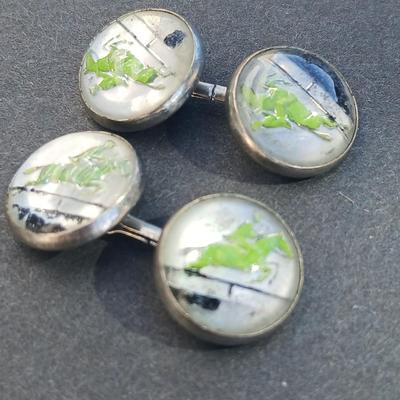 Vintage equestrian cuff links, Tie Chain VAC - vintage Tie clips - in an old box.