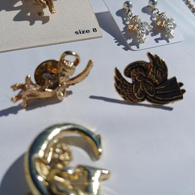 Necklace chains, Angel pins, angle bracelet, hoop earrings and more