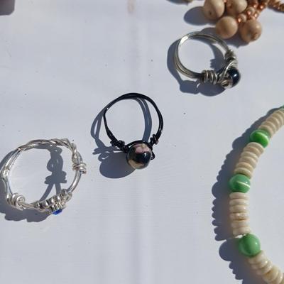 Fun and unique earrings - with necklace, bracelets, and rings