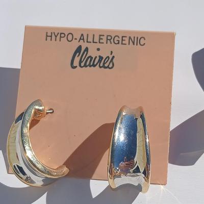Gold toned earrings for pierced ears - all different shapes & sizes