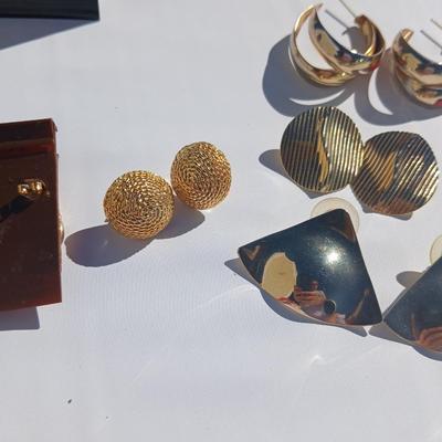 Gold toned earrings for pierced ears - all different shapes & sizes