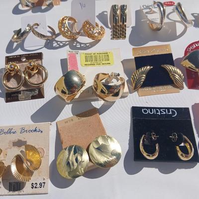 Gold toned earrings for pierced ears - all different shapes & sizes