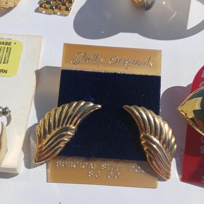 Gold toned earrings for pierced ears - all different shapes & sizes